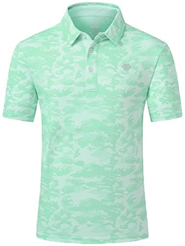 Image of MoFiz Mens Golf Polo Shirts Short Sleeve Casual Golf Work Tennis Polos Top Breathable Sports Hiking Polo T-Shirts Camo Green Size 3XL