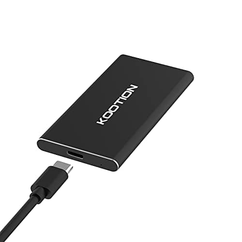 Image of KOOTION 500GB Portable External SSD, External Hard Drive Solid State Drive Fast Speed Flash Drive SSD up to 500 MB/s Read Type C USB 3.1 for Gaming Windows Mac OS PC Mackbook PS4 Xbox one (Black)