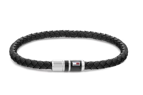 Image of Tommy Hilfiger Jewelry Men's Braided Leather Bracelet Black - 2790293