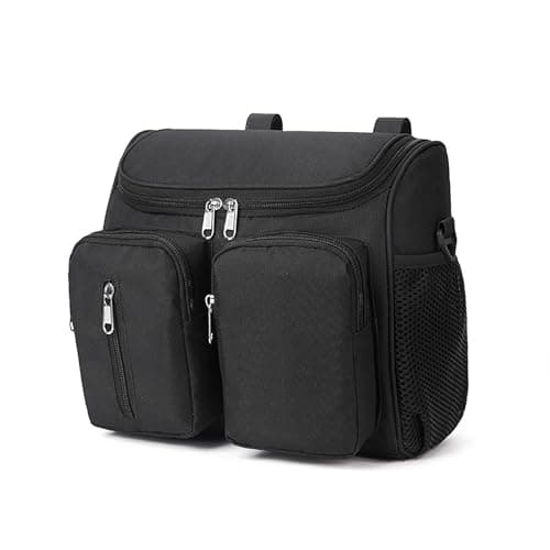 Image of Fexkean Baby Pushchair Organiser,Multifunctional Pram Stroller Organizer,Adjustable Shoulder Strap,Large Capacity for Baby Essentials,Used as Carry-On Handbag-Universal Fit All Buggy Models(Black)