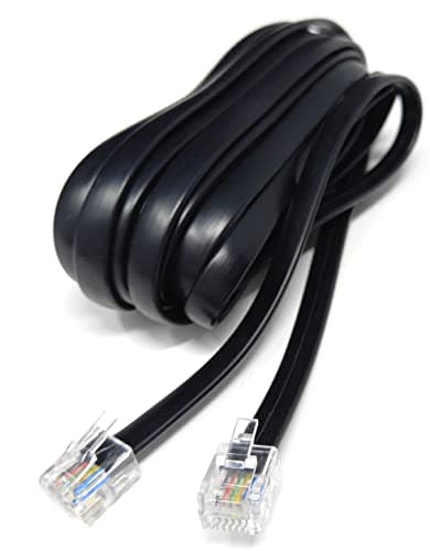 Image of DRUT 3m FLAT RJ12 to RJ12 6P6C Cable Lead Plug to Plug RJ11 with 6 pin Wire 10ft Black