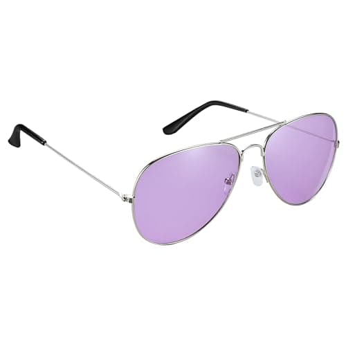 Image of Komonee Pilot Style Designer Sunglasses - Light Purple Lens Classic Retro Shades, Unisex Men & Women UV400 Protection Glasses, Great for Cycling Golf Fishing Sports & Holidays