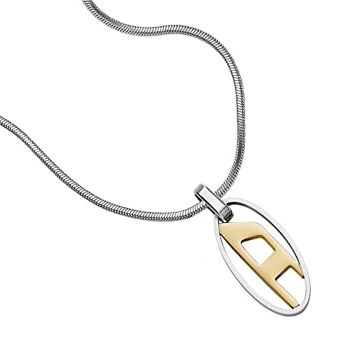 Image of Diesel Necklace for Men Single Pendant, Length: 550MM+50MM, Width: 15.5MM, Height: 30.6MM Silver Stainless Steel Necklace, DX1421931