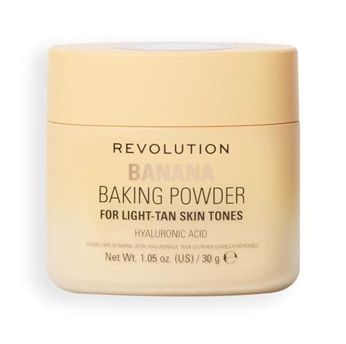 Image of Revolution Loose Baking Powder, Makeup Setting Powder for a Luminous Finish, Absorbs Shine & Excess Oils, Vegan & Cruelty-Free, 30g, Banana