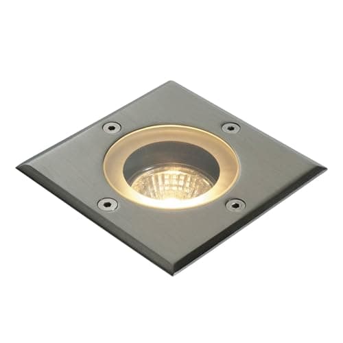 Image of Saxby Pillar 50W Square Polished Stainless Steel IP65 Outdoor Decking Driveway Recessed Buried Uplighter