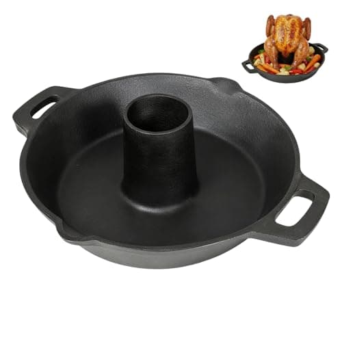 Image of TOQUE Cast Iron Chicken Roaster Stand, Beer Can Chicken & Poultry Holder, BBQ Essential for Grill, Oven & Stovetop, 31.5cm