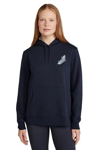 Image of Mountain Warehouse Printed Womens Floating Feather Hoodie - Cotton-Polyester Blend Jumper with Kangaroo Pocket & Drawcord - Spring, Summer, Walking & Outdoors Navy Women's Size 16