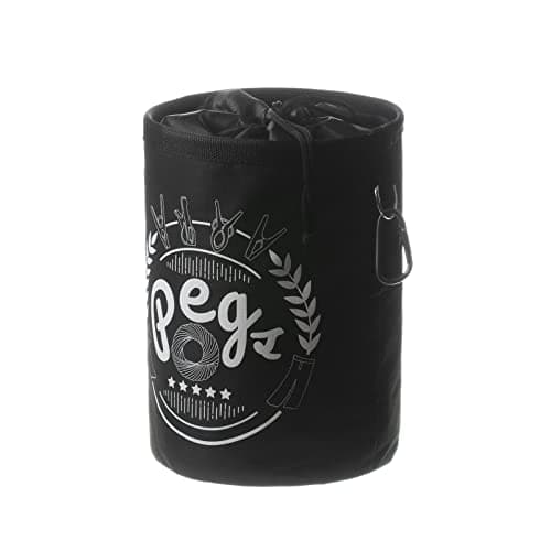 Image of Bepilesto Large Peg Bag Waterproof with Draw String, Hanger Clips Hanging Snap Hook for Outdoor Use Black