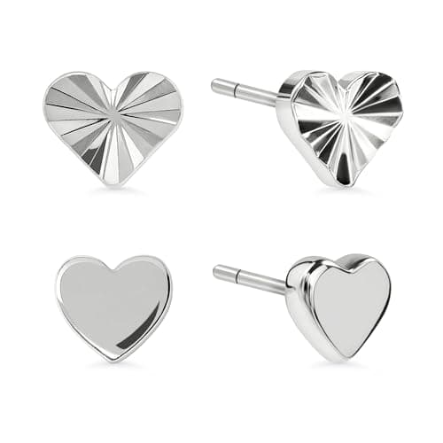 Image of Radley Silver Plated Textured Heart Twinpack Earrings