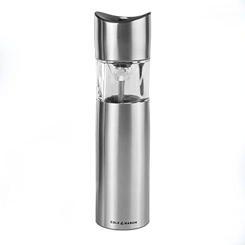 Image of Cole & Mason H306941 Penrose Salt and Pepper Mill | Electronic | Stainless Steel/Acrylic | 210mm | Single | Includes 1 x Electric Salt or Pepper Grinder | Lifetime Mechanism Guarantee