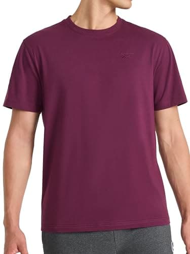 Image of Reebok Mens Vector Embroidery Crewneck T-Shirt, Black Cherry, XL