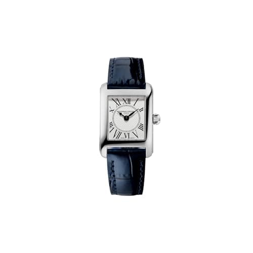 Image of Frederique Constant Ladies Swiss Quartz Classic Carrée Silver-Tone Stainless Steel Watch with Blue Leather Strap, Style: FC-200MC26