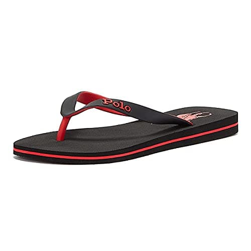 Image of POLO RALPH LAUREN Mens Bolt Flip Flops Sandals Black 9 UK
