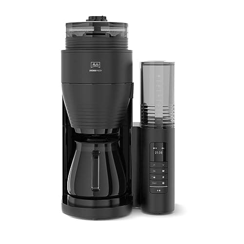 Image of Melitta Filter Coffee Machine with Integrated Ceramic Grinder with 11 Settings, Adjustable Strength, Makes 2 to 10 Cups, Timer Function, AromaFresh II, 3.7 kg, Black, UK Plug