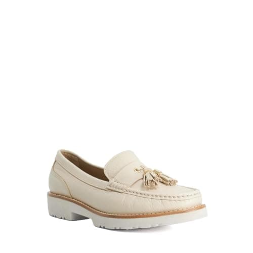 Image of Dune London Ladies Gwen Wide Fit Casual Tassel Trim Loafers Size UK 7 Ecru