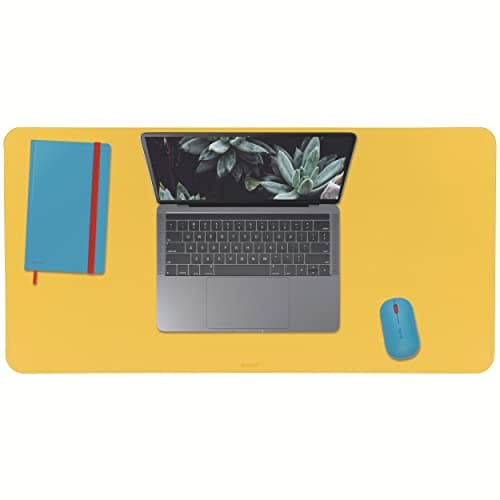 Image of Leitz Desk Mat, Large 80 x 40cm Desk Pad, Non-Slip Mat For Laptop, PC, Monitors & Mouse Mats, Desktop Protector & Mouse Pad, Home/ Office Use, Cosy Range, PVC Material, Warm Yellow, 52680019