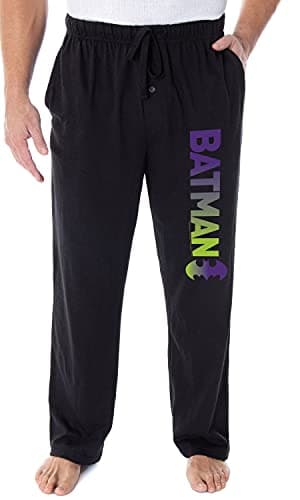 Image of DC Comics Men's Batman Pajama Pants Ombre Script Logo Loungewear Sleep Pants (Large)