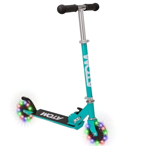 Image of ATOM Light Up Wheels Inline Childrens Scooters | Kids Push Scooter With Adjustable Handle Height | Easy Foldable Kids' Scooter For Boys And Girls| Kick Scooter | Ages 4-7 (Teal)
