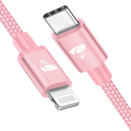 Image of Aioneus USB C to Lightning Cable 2M, [Apple MFi Certified] iPhone Fast Charger Cable USB-C Charging Lead Cord for iPhone14/13/12/12 PRO Max/12 Mini/11/11PRO/XS/Max/XR/X/8/8Plus/iPad, Pink