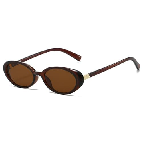 Image of LJCZKA Retro Oval Sunglasses for Women 90s Vintage Oval Sunglasses Trendy y2k Shades UV400 Protection