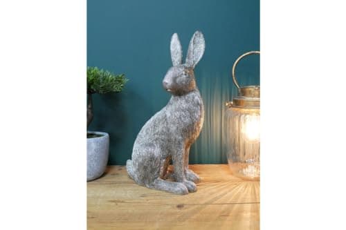 Image of MAISONICA Large 36cm Silver Hare Bunny Rabbit Statue Figurine Ornament Gift