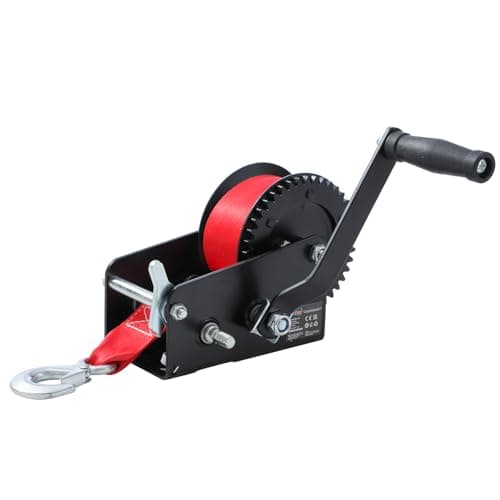 Image of KATSU Tools Heavy Duty Manual Trailer Winch 2000lbs 907kg Capacity with 10m Polyester Strap, 2 Speed Gear System, Hand Winch for Car Boat Caravan Marine Truck SUV 325925