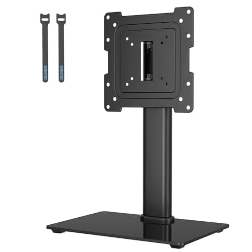 Image of BONTEC Universal Swivel TV Stand for 17-43 Inch Screens, Height Adjustable Pedestal TV Mount for LCD/LED/OLED/Plasma/Curved TVs up to 45kg, Mobile TV Stand with 2 Cable Ties, Adjustable TV Riser
