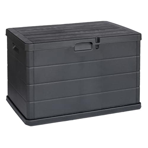 Image of URBNLIVING 200L Large Lockable Garden Storage Box - Outdoor Chest for Cushions, Tools, Toys - Polypropylene Build, Ventilated Design, Built-in Handles, Easy Assembly, Durable & Space-Saving