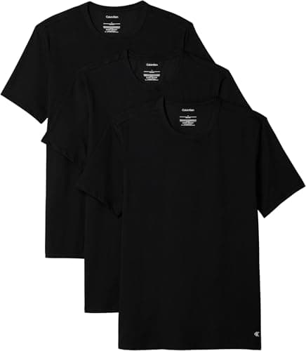Image of Calvin Klein Men’s 3 Pack Basic Short Sleeve Crew Neck T-Shirts, Black (Black, Black, Black), L