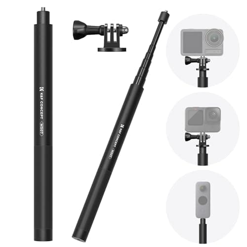 Image of K&F CONCEPT 153cm/60" Invisible Selfie Stick compatiable with GoPro hero 13, Insta360 x5, DJI Osmo Action 5, 1/4" Extended Monopod Pole with Action Camera Adapter MS07