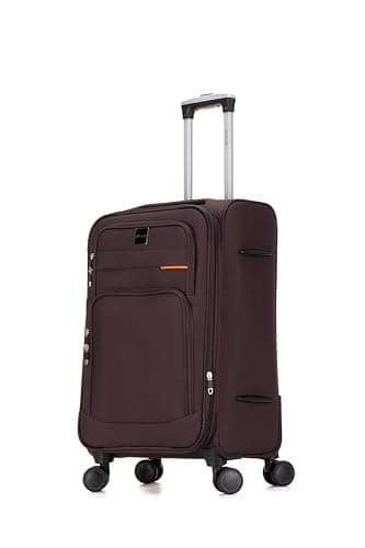 Image of Skylark Medium Suitcase 24" Super Lightweight Luggage 20% Expandable 4 Wheels Spinner 3-Digit Combination Lock Soft Shell Luggage for 15 to 20kg (Coffee, 78 litres)