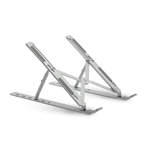 Image of groov e Portable Laptop & Tablet Stand - Foldable Computer Stand for Desks with Height and Angle Adjustment - Non-Slip Pads, Ergonomic Design - For Laptops, Tablets and Devices Up To 15.6" - Silver
