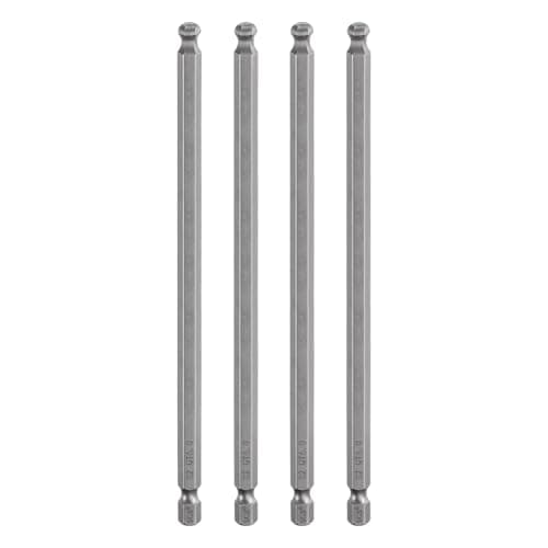 Image of sourcing map 4pcs Ball End Hex Screwdriver Bit 6mm (H6.0) Tip 1/4" Hex Shank 150mm (6") Long Magnetic Ball Head Bits Industrial Grade S2 Steel Metric Screw Driver Bit