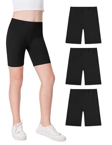 Image of JOCMIC Girls Cycling Cotton Breathable and Safety Shorts for Summer Sports Gym Dance 3 Pack Black, 10-12 Years, Tag 160