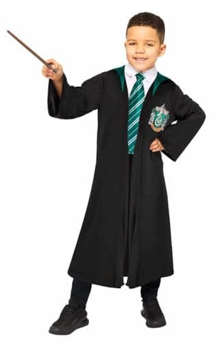 Image of amscan 9912517 Childs Kids Officially Licensed Slytherin Robes Book Day Week Fancy Dress Costume Age 8-10 Years