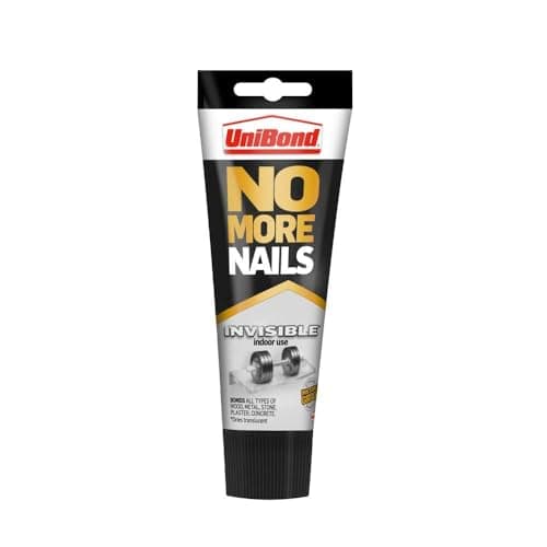 Image of UniBond No More Nails Invisible, Heavy-Duty Clear Glue, Strong Glue for Wood, Ceramic, Metal & More, Instant Grab Mounting Adhesive, 1 x 184g Tube , White