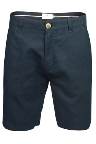 Image of Xact Mens Linen Shorts Chino Tailored 9 Inch Regular Fit Lightweight Summer Golf Holiday Cotton Casual Breathable Flat Front Zip Fly Pockets (Sky Captain Navy (Linen)) 34