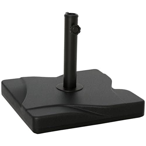 Image of Outsunny 20kg Square Parasol Base Outdoor Garden Cement Umbrella Weight Stand Holder, Fits Φ32mm,Φ38mm,Φ48mm Pole, Black