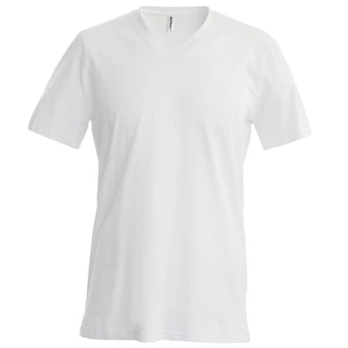 Image of Kariban Mens Short Sleeve V Neck Slim Fit T-Shirt (M) (White)