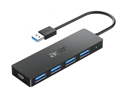 Image of Acer USB Hub 3.0, Ultra Slim USB-A Adapter 4 Ports, Multiport Splitter with Powered Type-C, Extender for Keyboard, Mouse, HDD, Compatible with acer Laptop, PC, XPS, Surface, ThinkPad - 20cm