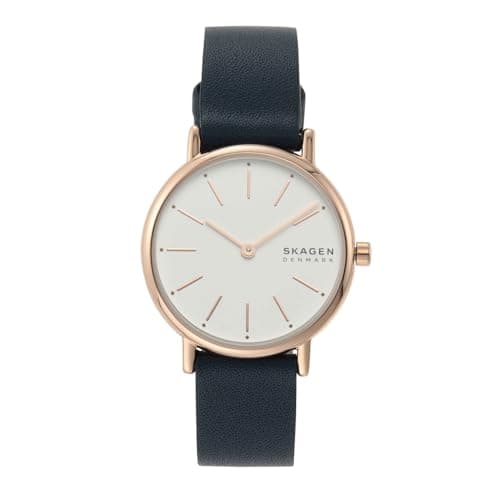 Image of Skagen Watch for Women Signatur Lille, Two Hand Movement, 30 mm Rose Gold Stainless Steel Case with a Leather Strap, SKW2838