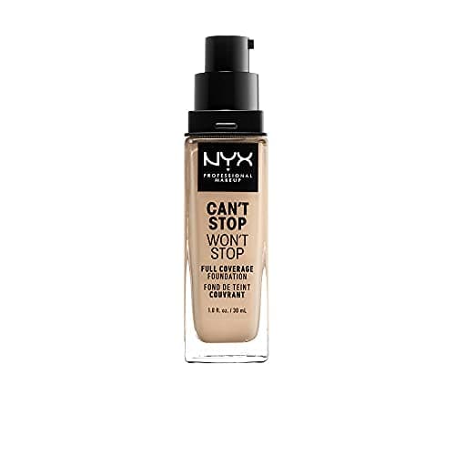 Image of NYX Professional Makeup 24 Hour Full Coverage Lightweight Foundation, Can't Stop Won't Stop, Long Lasting, Waterproof, Vegan Formula, Matte Finish, Shade: Nude