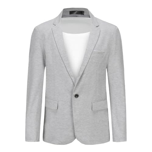 Image of Allthemen Mens 1 Button Blazer Sporty Slim Fit Suit Tuxedo Casual Lightweight Jacket Grey M