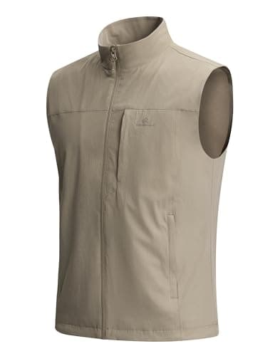 Image of Pioneer Camp Mens Softshell Gilet Activewear Vests with lining,Quick-Dry,Breathable,Outerwear Zipped Pockets Sleeveless Softshell Jacket for Hiking,Cycling,Running,Daily Training (Khaki; M)