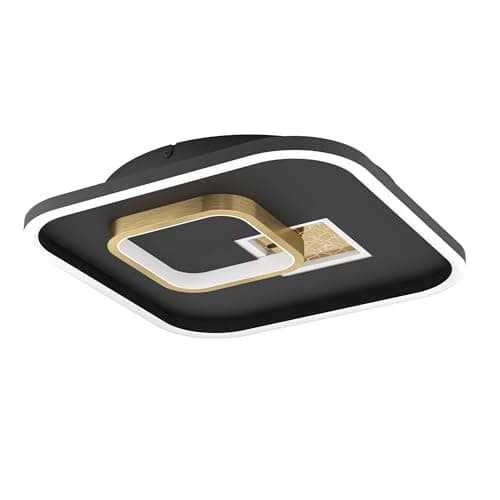 Image of Eglo LED Ceiling Light Fitting Tiriolo, Geometric Ceiling lamp, Living Room Lighting Made of Metal and Plastic in Black and Gold, Neutral White Hallway lamp, 38 x 38 cm