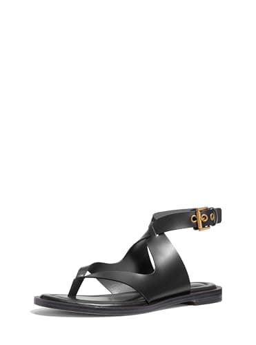 Image of Michael Kors Women's Irene Flat Thong Sandal, Black, 4 UK