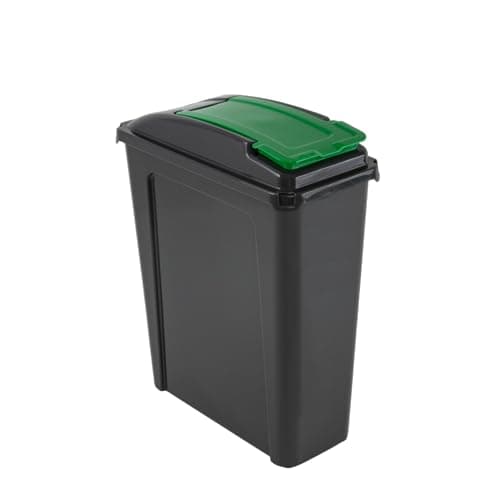 Image of Homey Mart 25L Recycling Bin Slimline Fit Bin & Lid Recycling Waste Bin for Home Office Kitchen Graphite Green/Yellow/Blue/Red (GREEN)