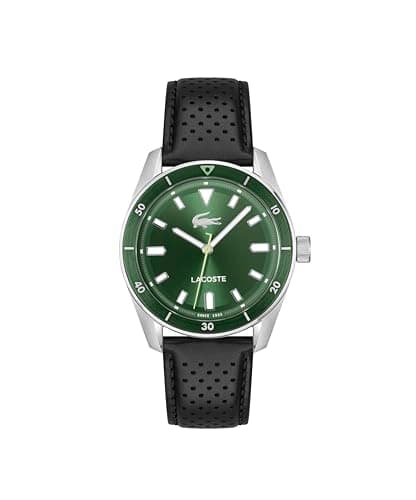 Image of Lacoste Three Hand Quartz Movement Watch for Men Boston Collection with Black Leather Strap - 2011423