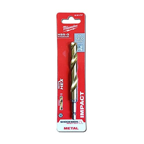 Image of Milwaukee Shockwave Metal Drill Bit HSS-G Red Hex Titanium 1/4 Inch 12 x 127 mm