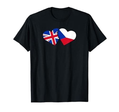 Image of UK Czech Republic Flag T Shirt Heart British Czech Love Cute T-Shirt
